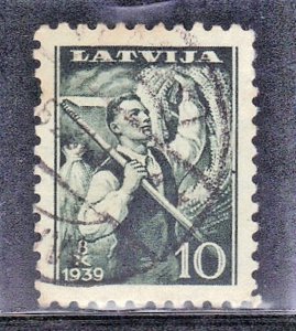 LATVIA SC# 215 **USED** 10s  1939  HARVESTING WHEAT SEE SCAN