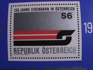 AUSTRIA-1987 SC# 1399 AUSTRIA RAILWAYS SESQUICENTENARY-TRAINS MNH S/S VF