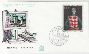 Monaco 1967 Painting Picture Building Slogan Cancel FDC Stamp Cover Ref 26389