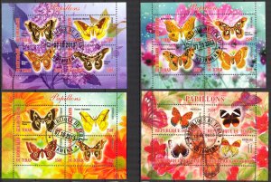 {g091} Chad 2013 Butterflies 4 sheets Used / CTO