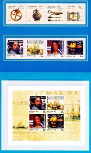 Australia Stamp Navigators & Shipwrecks MNH Folder Sets 1988