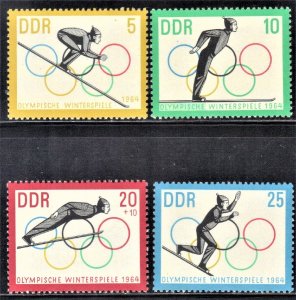 GERMANY, DDR SC # 680-02+B111 MNH 5,1025pf+20+10pf 1963 9TH WINTER OLYMPICS