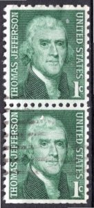 USA; 1968: Sc. # 1278: Used Single Se-Tenant Stamps