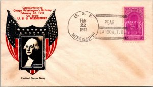 USS Mississippi - 2.22.1941 - Crosby Cachet - Pearl Harbor, TH - F54417