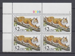 (F) USA #2482 $2 Bobcat Block x4 MNH Plate