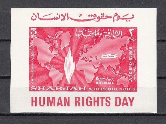 Sharjah, Mi cat. 73, BL6. Human Rights Day s/sheet