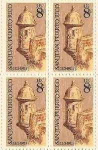 1971 San Juan Puerto Rico Block of 4 8c Postage Stamps, Sc#1437, MNH, OG