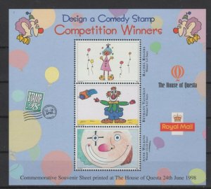 Britain House of Questa 1998 Commemorative Souvenir Sheet Comedy Stamp Contest