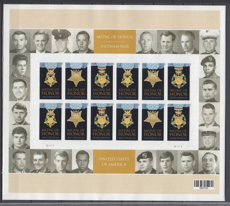 ​(I) USA Sc#4988b Medal of Honor Vietnam War Imperforated Sheet of 24 MNH