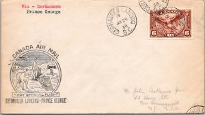 Canada 1938 FFC - Airmail - Germansen Landing To Prince George - J5699