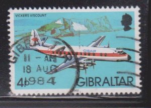 GIBRALTAR Scott # 419 Used - Airplane - Vickers Vicount