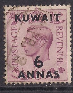 Kuwait 1948 - 49 KGV1 6 Annas Ovpt on 6d GB used SG 70 ( D206 )