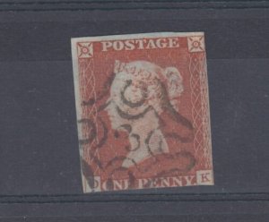 GB QV 1841 1d Red Imperf Maltese Cross Number 3 Fine Used BP864 