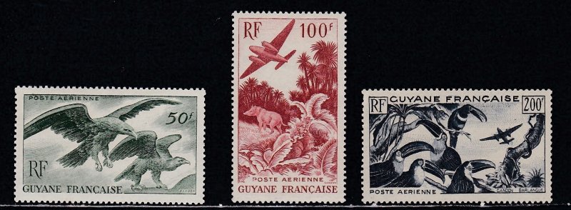 French Guiana # C18-20, Eagles Airplanes & Other Birds, Mint Hinged, 1/3 Cat.