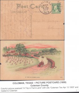 Coleman County Coleman Picture Postcard ( Postal History ), 1909