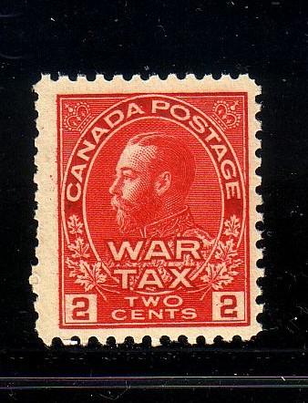 Canada Sc MR2 1915 2c carmine G V War Tax stamp mint NH