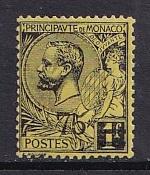 Monaco   #58   used  1924  Prince Albert I   surch 75c on 1fr