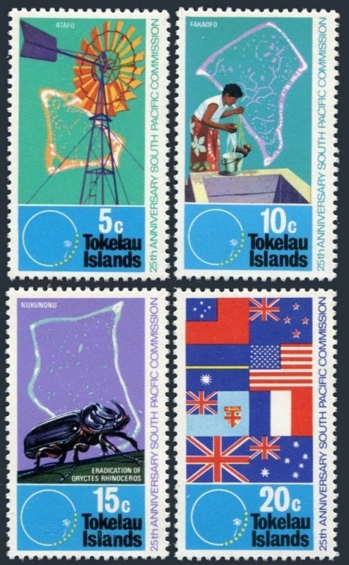 Tokelau 33-36, MNH. Mi 26-29, South Pacific Commission, 1972. Maps,Beetle,Flags,