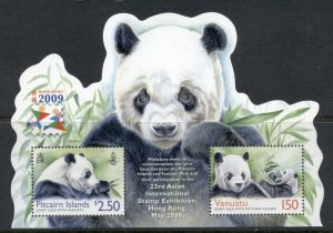 Pitcairn Is 2009 Hong Kong Stampex, Panda, Joint Vanuatu MS MUH