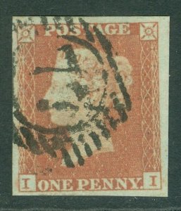 SG 8 1d red-brown plate 164 lettered II. Very fine used 4 margin example 