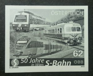 Austria Vienna Rapid Transit Railway 2012 Train (imperf black print stamp) MNH