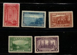 Canada Sc 241-45 1938 Higher values stamp set mint