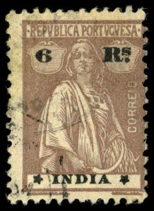 PORTUGUESE INDIA Sc 375Q USED  - 1921 6r - Ceres Perf 12 x 11½ Ordinary paper