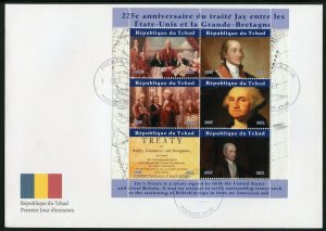 CHAD 2021 225th  ANN OF THE JAY TREATY GEORGE WASHINGTON  SHEET FIRST DAY COVER
