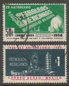 MEXICO C243-C244, 20th Anniv Nationalization of Oil Industry. Used. VF (1540)