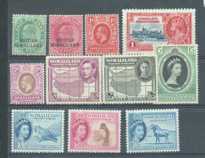 Somaliland 1903-53 small range of 11 stamps MH