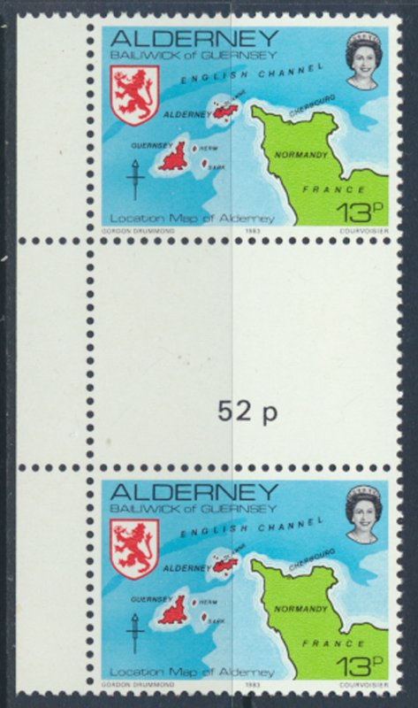 Alderney  SG A7  SC# 7  Scenes Map MNH Gutter Pair see scan 