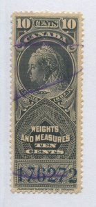 Canada QV 1897 10 cents Weights and Measures stamp used