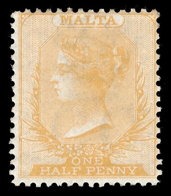 Malta 1870 QV ½d dull orange Watermark Crown 'CC' Perf 14 MLH. SG 7.