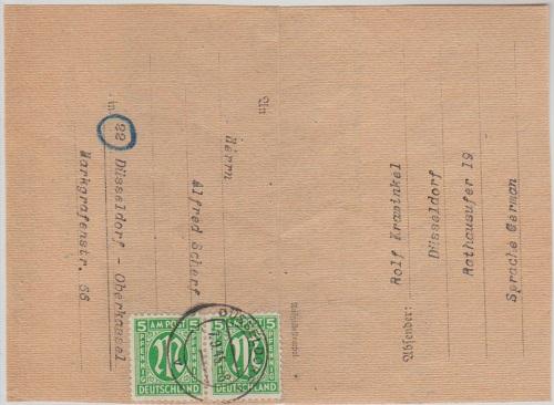 Card:Dusseldorf US printing Pair.7.9.1945