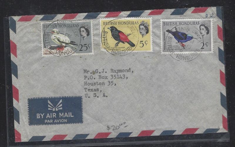 BRITISH HONDURAS (PP2107B)  QEII BIRD 2C+5C+25C STANN CREEK TO USA