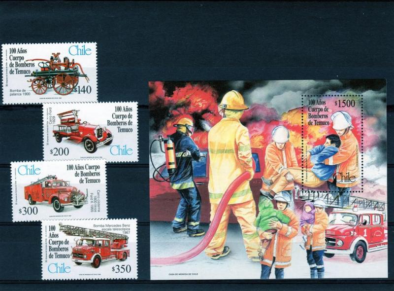 Chile Fire Brigade Set + s/s Perforated mnh.vf