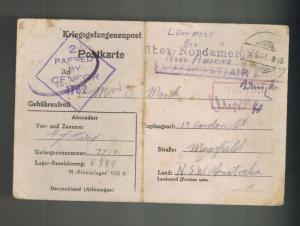 1943 Germany Stalag 8B  POW  Prisoner of War Postcard Cover to Australia E King