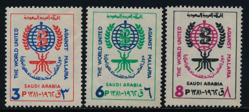 Saudi Arabia 252-4 MNH WHO, Malaria Eradication, Insect, Medicine