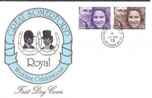 GB First Day Covers (QE illus, not h/addr) 1973 Royal Wedding, Great Somerford