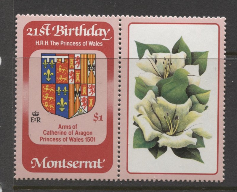 STAMP STATION PERTH Montserrat #485+Label Princess Diana 21st Birthday MNH 1982