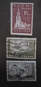 Finland 1929 Founding of Turku 700th Anniversary set Scott 155-157 used T19699
