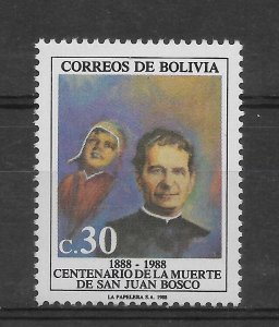 BOLIVIA 1988 SAN JUAN BOSCO CENTENARY OF DEATH RELIGION PRIEST SC 771 MNH