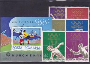 Romania STAMPS 1972 Munich Olympics sport Munchen MS and set MNH