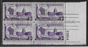 US #957 3c Map On Scroll and State Capitol