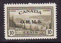 Canada-Sc#O6- id24-unused hinged 10c KGVI-overprinted OHMS-1949-50-