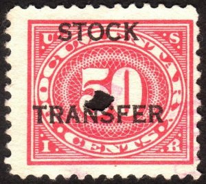 1918, US 50c, Stock Transfer, Used, Sc RD9