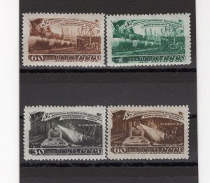 RUSSIA YR 1948,SC 1280-83,MI 1268-71,MLH,COAL MINING,OIL PRODUCTION