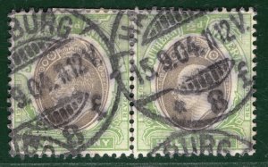 SOUTHERN NIGERIA KEVII USED GERMANY Stamps ½d Pair *HAMBURG* 1904 CDS ABLUE16