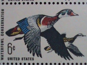 ​UNITED STATES-1968-SC#1362 WATERFOWL-WOOD DUCKS BLOCK OF 6 WITH EDGE-MNH VF