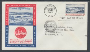 US Planty 1164-20 FDC. 1960 Automated PO, Manufactures Mutual Fire Insurance